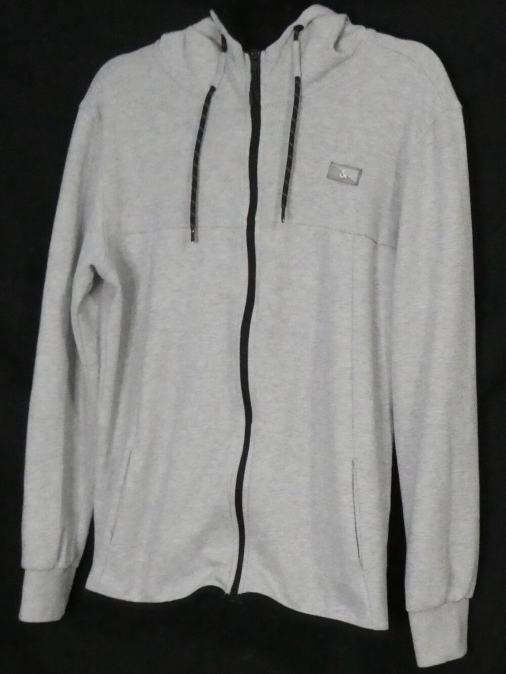 JACK & JONES Core Grey Full Zip Hoodie Tech Sweatshirt - Size Large